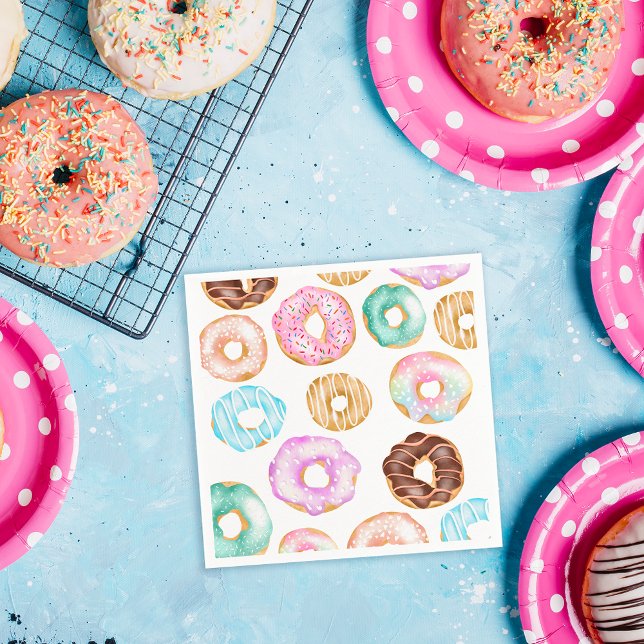 Niedliche Uferdüsenblütenmuster Serviette (Cute desert sweet donuts illustration pattern napkins)