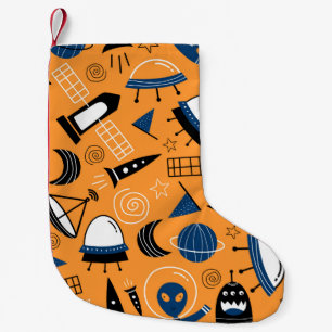 Niedliche ufo Alien Raumschiffe, Planeten, Galaxie Kleiner Weihnachtsstrumpf