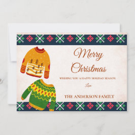 Niedliche Ugly Sweater Pattern Urlaub Frohe Weihna Feiertagskarte