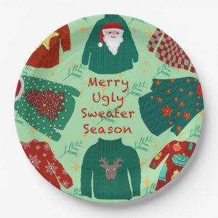 Niedliche Ugly Sweater Saison Pappteller