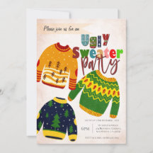 Niedliche Ugly Sweater Weihnachtsfeier Party Einla
