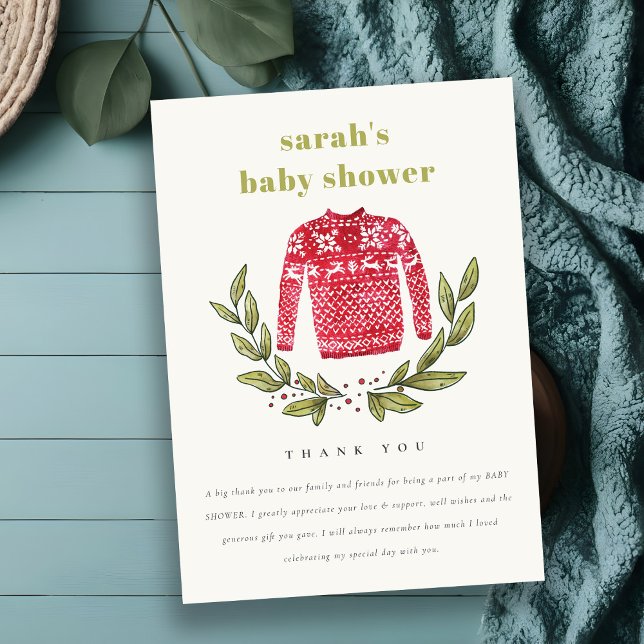 Niedliche Ugly Sweater Winter Weihnachtsdusche Dankeskarte (Von Creator hochgeladen)