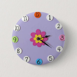 Niedliche Uhr-Art scherzt Knöpfe - "Gänseblümch Button