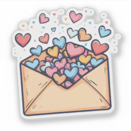 Niedliche Umhüllung voll von Herz Valentinstag Aufkleber