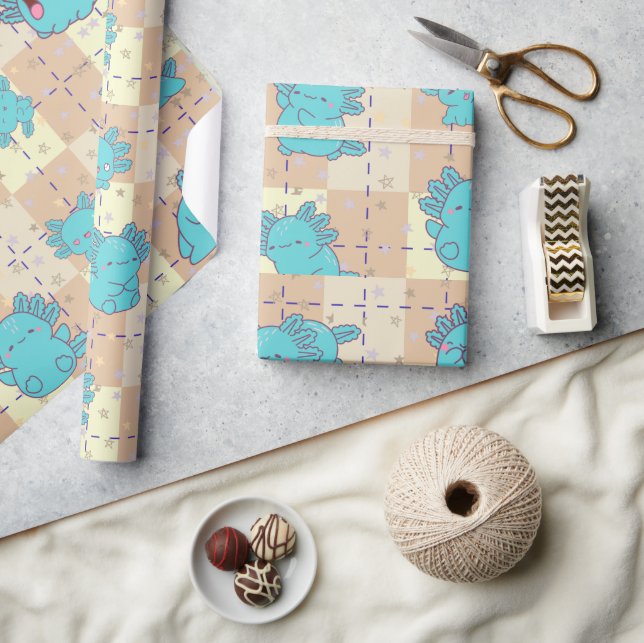 Niedliche und adorable Axolotl Geschenkpapier (Kunsthandwerk)