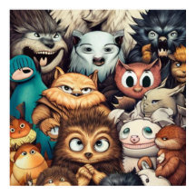 Niedliche und beängstigende kleine Monster