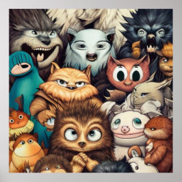 Niedliche und beängstigende kleine Monster Poster