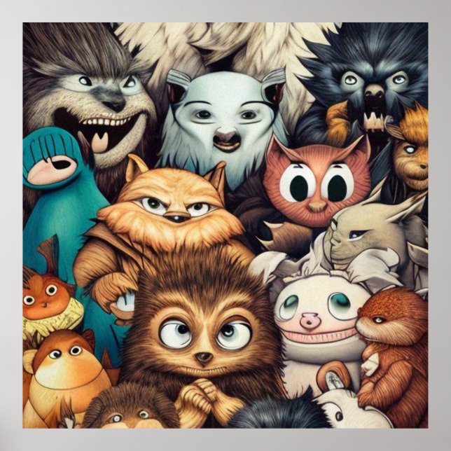 Niedliche und beängstigende kleine Monster Poster (Vorne)