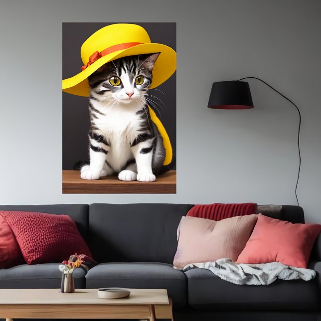 Niedliche und bezaubernde Katze in gelbem Hut | Ar Poster (Von Creator hochgeladen)
