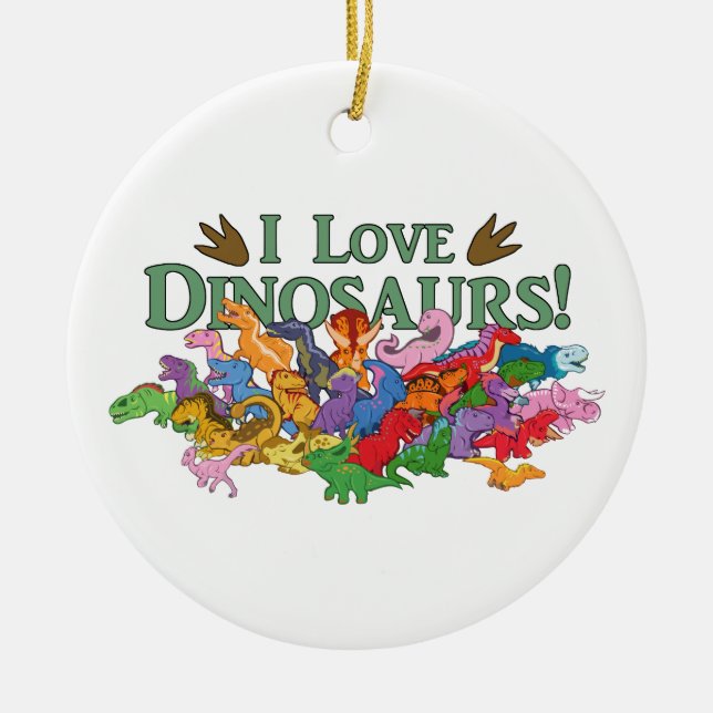 Niedliche und bunte Dinosaurier Keramik Ornament (Vorne)