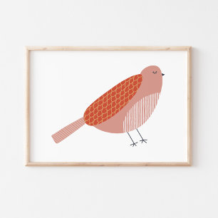 Niedliche und charmante skandinavische Vogelkunst Poster