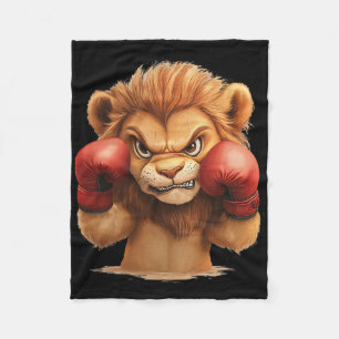 Niedliche und Coole Löwe mit Boxhandschuhen für Lä Fleecedecke