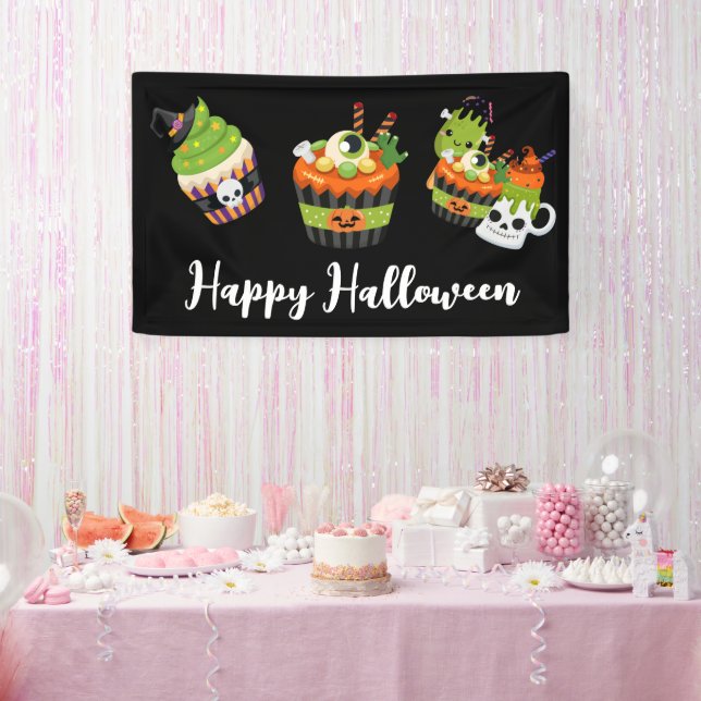 Niedliche und cremefarbene Halloween-Leckereien Banner (Party)
