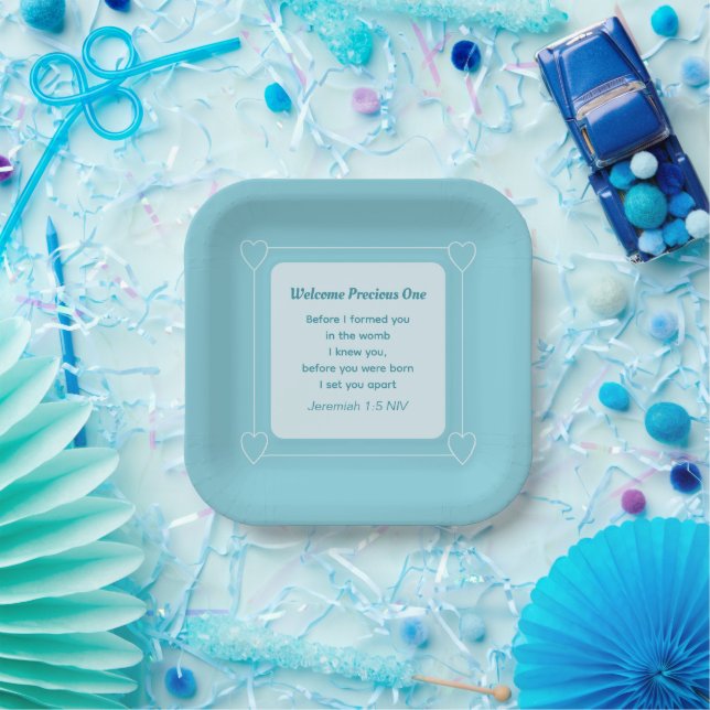 Niedliche und einfache Light Blue Babydusche Pappteller (Party)