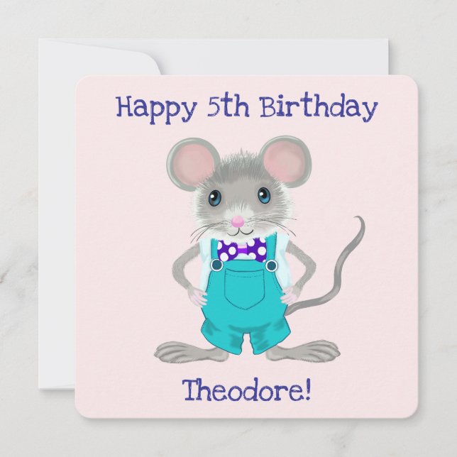 Niedliche und elegante Kleinmaus zum Geburtstag Mitteilungskarte (Vorderseite)