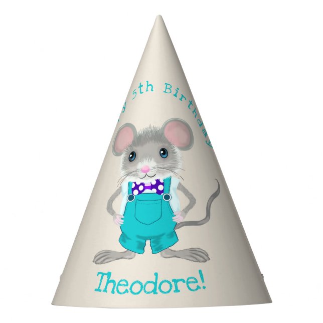 Niedliche und elegante Kleinmaus zum Geburtstag Partyhütchen (Vorderseite)