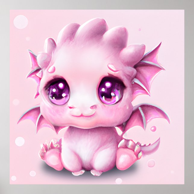 Niedliche und erlesene Fantasie Pink Baby Chibi Poster (Vorne)