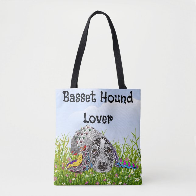 Niedliche und farbenfrohe Basset Hound Totbeutel (Vorderseite)