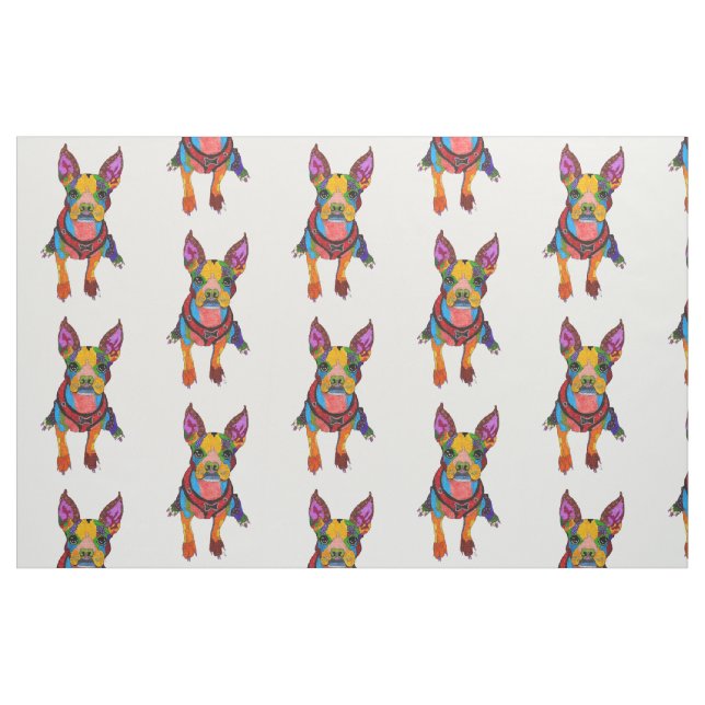 Niedliche und farbenfrohe Boston Terrier Fabric Stoff (Fat Quarter (45,7 x 55,9 cm))