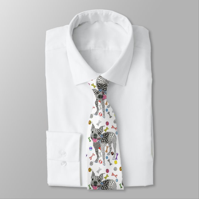 Niedliche und farbenfrohe Boston Terrier Krawatte (Gebunden)