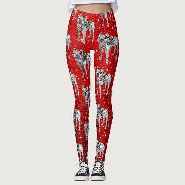Niedliche und farbenfrohe Boston Terrier Leggings (Vorderseite)