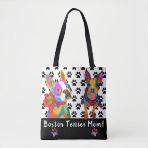 Niedliche und farbenfrohe Boston Terrier Tote Bag