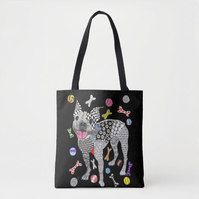 Niedliche und farbenfrohe Boston Terrier Tote Bag (Vorderseite)