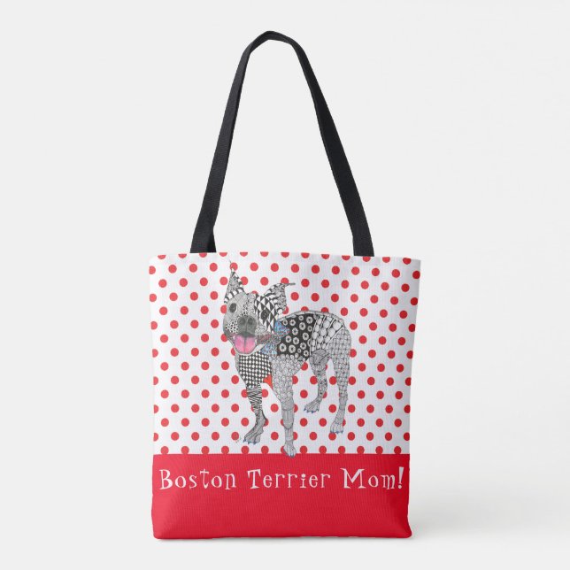 Niedliche und farbenfrohe Boston Terrier Tote Bag (Rückseite)