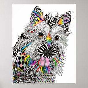 Niedliche und farbenfrohe Cairn Terrier Poster - 1