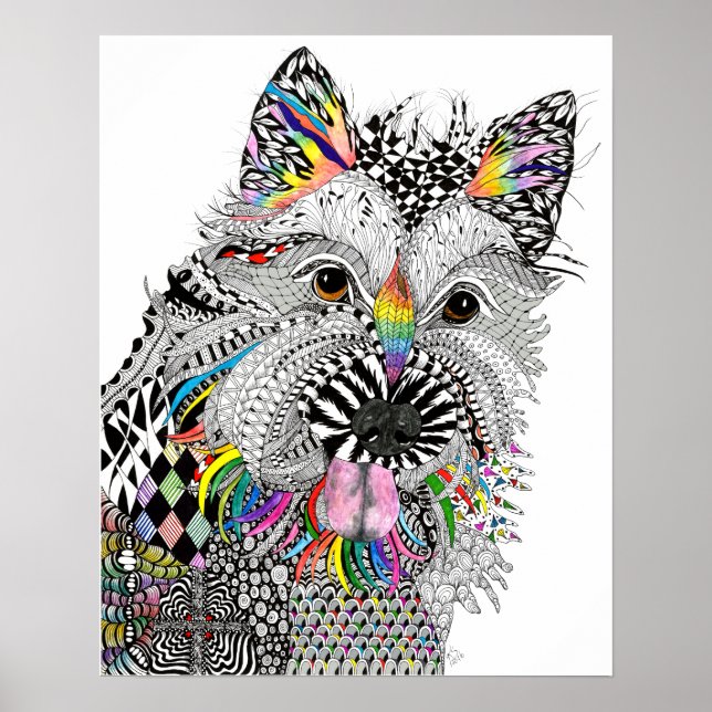 Niedliche und farbenfrohe Cairn Terrier Poster - 1 (Vorne)