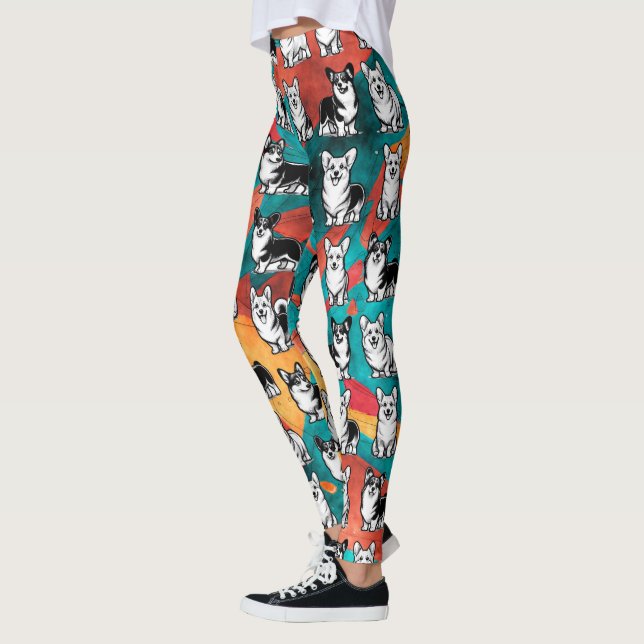 Niedliche und farbenfrohe Cardigan Welsh Corgi Leg Leggings (Links)