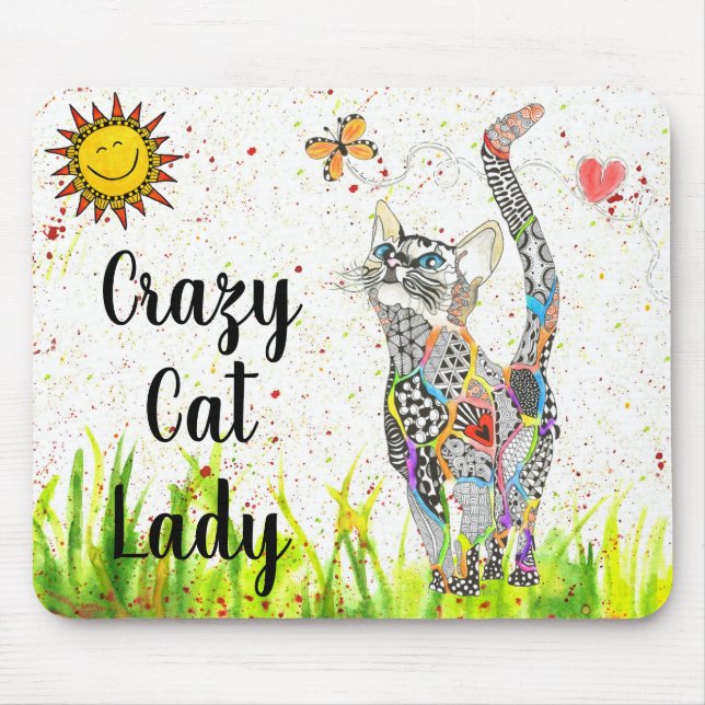 Niedliche und farbenfrohe Cat Lady Mousepad (Vorne)
