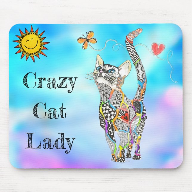 Niedliche und farbenfrohe Cat Lady Mousepad (Vorne)
