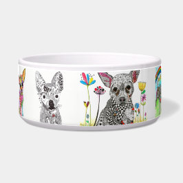 Niedliche und farbenfrohe Chihuahua Dog Bowl Napf