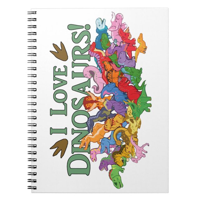 Niedliche und farbenfrohe Dinosaurier Notizblock (Vorderseite)