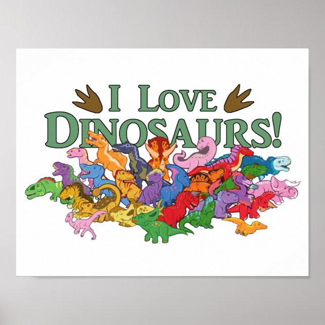 Niedliche und farbenfrohe Dinosaurier Poster (Vorne)