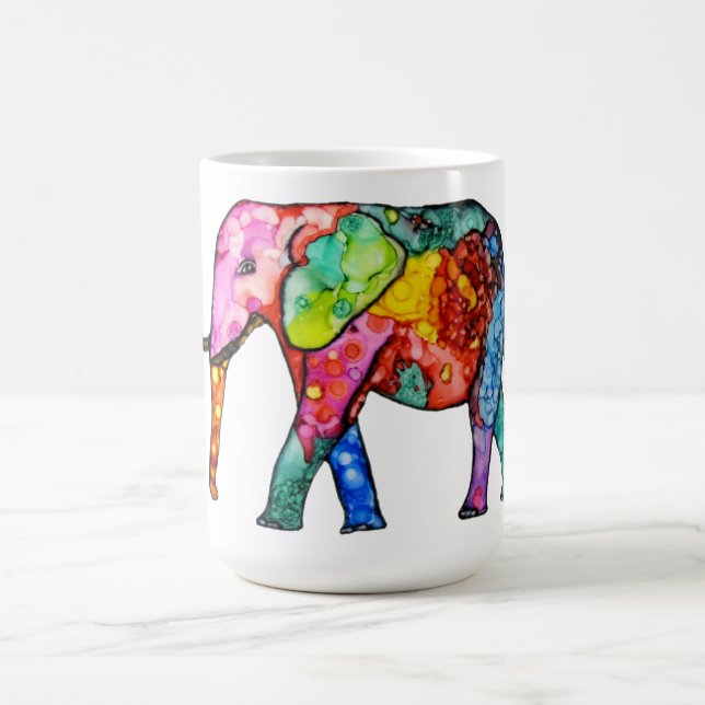 Niedliche und farbenfrohe Elefantenwelt-Tasse Kaffeetasse (Mittel)