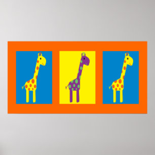 Niedliche und farbenfrohe Giraffen, benutzerdefini Poster
