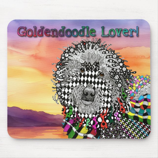 Niedliche und farbenfrohe Goldendoodle Mousepad (Vorne)