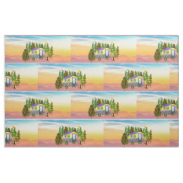 Niedliche und farbenfrohe Happy Camper Fabric Stoff