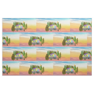 Niedliche und farbenfrohe Happy Camper Fabric Stoff
