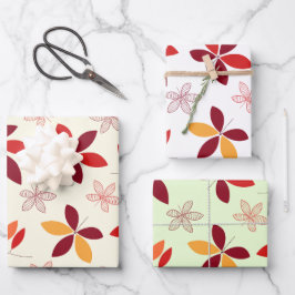 Niedliche und farbenfrohe Herbstlaube Muster Set 3 Geschenkpapier Set