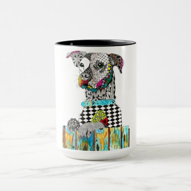 Niedliche und farbenfrohe Hunde-Tasse Tasse (Zentrum)