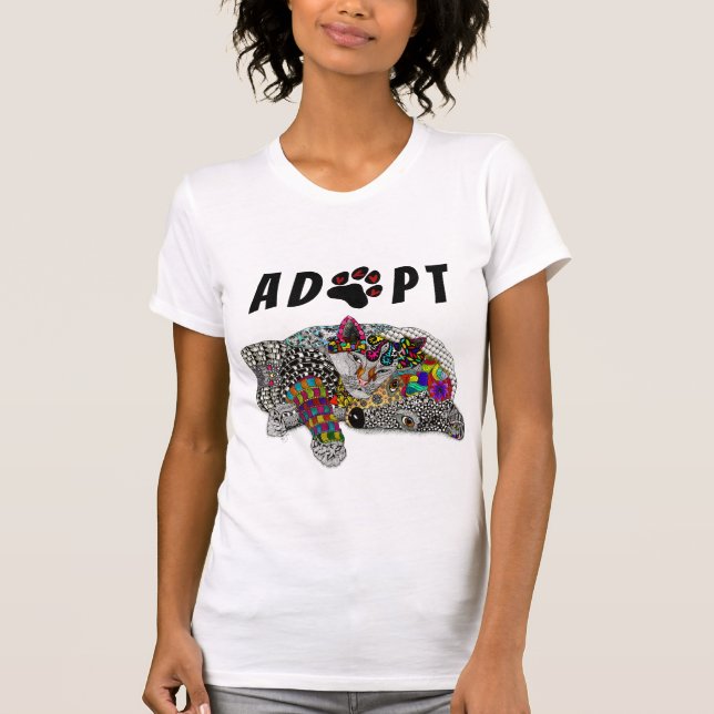 Niedliche und farbenfrohe Hunde und Katzen Adoptio T-Shirt (Vorderseite)