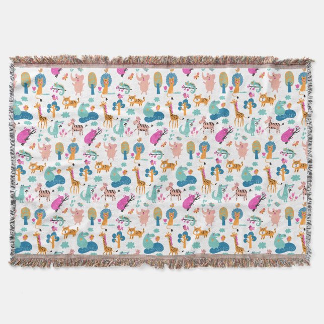 Niedliche und farbenfrohe Jungtiermuster Decke (Vorderseite)