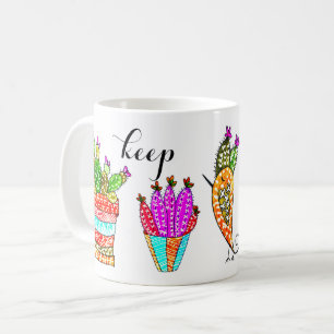Niedliche und farbenfrohe Kakteen Behalt Life Simp Kaffeetasse