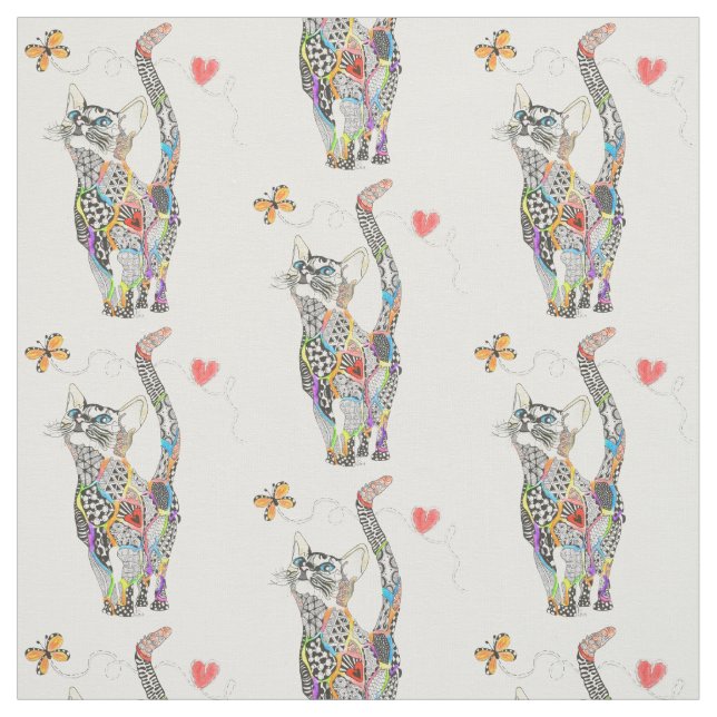 Niedliche und farbenfrohe Katzenstoffe Stoff (Muster)