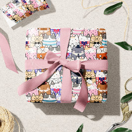 Niedliche und farbenfrohe Kawaii Cat Pattern Geschenkpapier