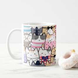 Niedliche und farbenfrohe Kawaii Cat Pattern Kaffeetasse