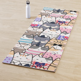 Niedliche und farbenfrohe Kawaii Cat Pattern Yogamatte